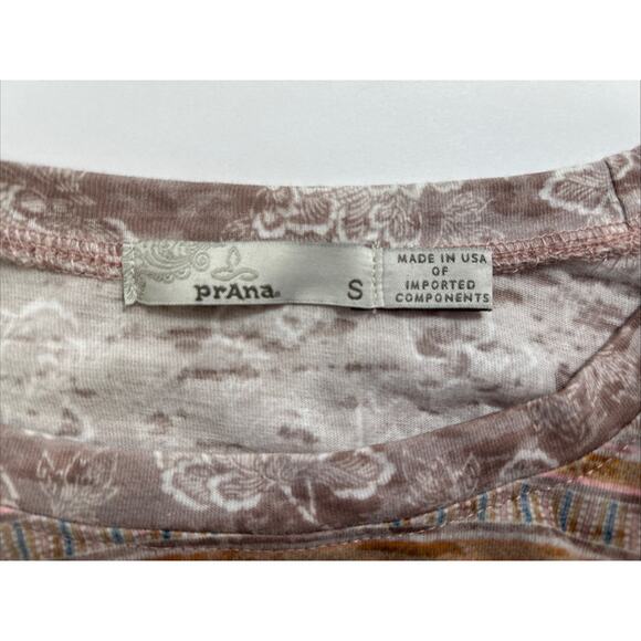 PrAna Women Small Lottie L/S Burnout Top Floral Print Made In USA Pink Purple - Picture 5 of 9